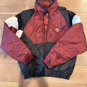 Vintage Red and Black 49ers Jacket. Late 90s early 2000.